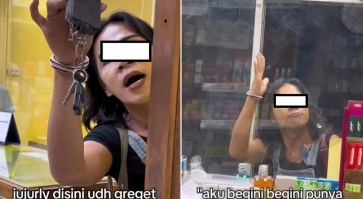 amen waria ngamuk usai diberi uang Rp 1.000. (TikTok @aaaainel)