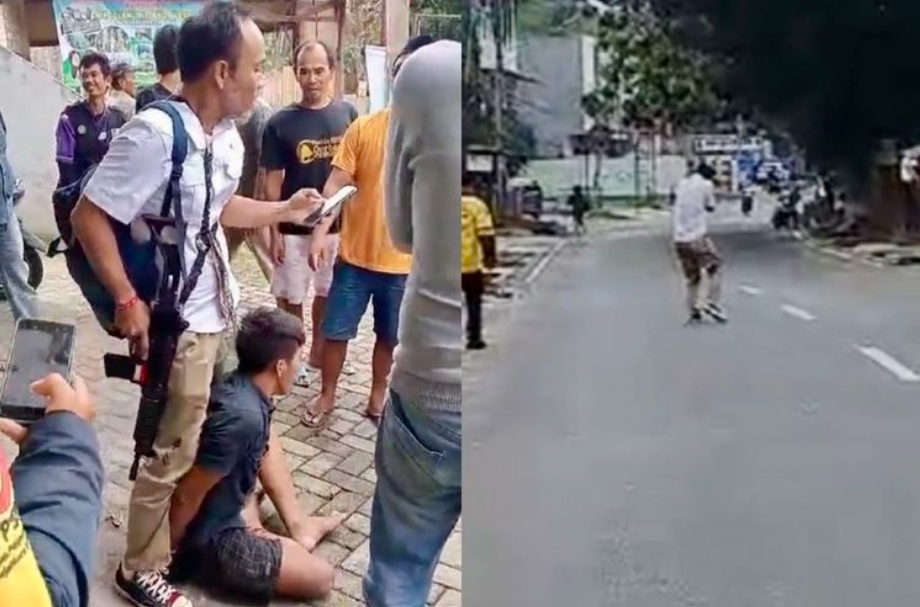 Bidik layar video peristiwa baku tembak polisi dengan begal di Bandar Lampung, Kamis (30/1/2025).(Dok. warga)