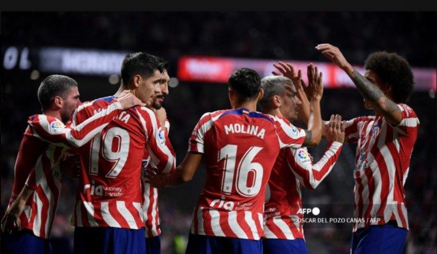 Alvaro Morata merayakan gol bersama rekan Atletico Madrid saat melawan Rayo Vallecano (18/10/2022). Atletico akan menghadapi Getafe di perempat final Copa del Rey, Rabu (5/2/2025) dini hari WIB.