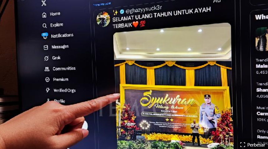 Foto diduga perayaan ulang tahun Kapolda Kalsel Irjen Rosyanto Yudha Hermawan yang viral, diunggah di platform X
