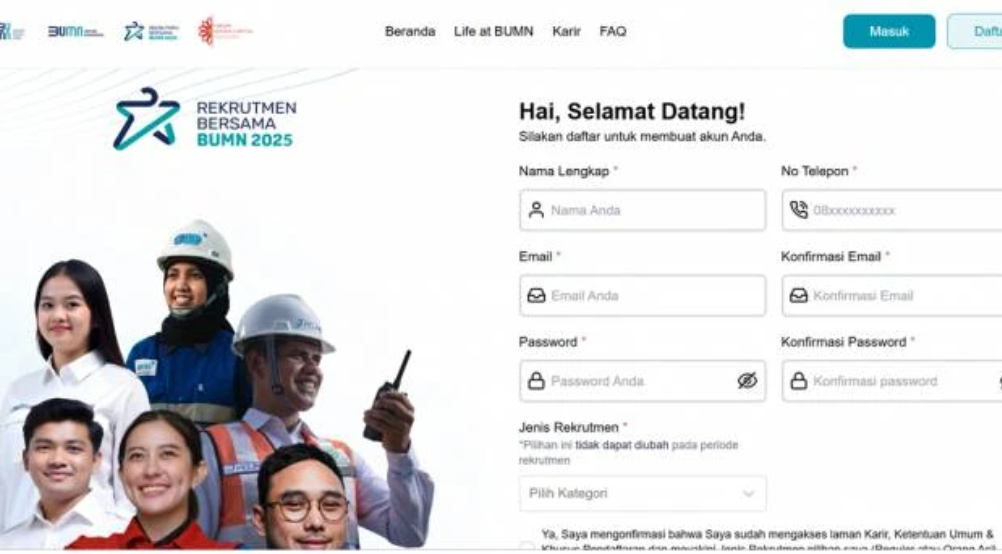 Cara daftar Rekrutmen Bersama BUMN 2025 (Sumber: rekrutmenbersama2025.fhcibumn.id)
