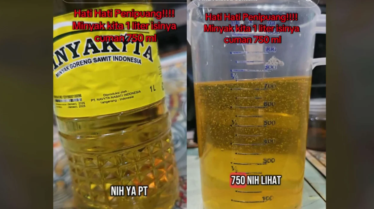 Beredar MinyaKita Tak Sesuai Takaran. (Sumber: TikTok @miepejuang)