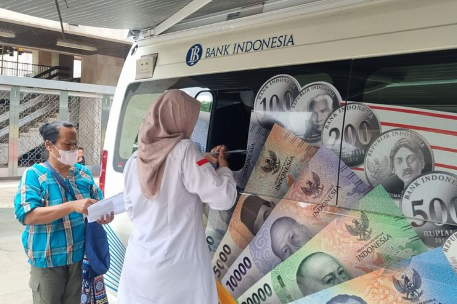 Ilustrasi penukaran uang baru di kas keliling BI. Cara tukar uang baru di BI. Penukaran uang baru 2025. Cara daftar PINTAR BI untuk tukar uang baru.(KOMPAS.com/ISNA RIFKA SRI RAHAYU)