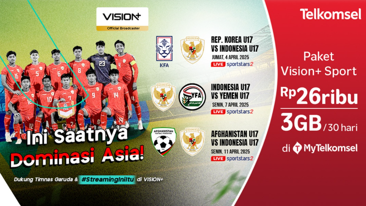 Simak jadwal lengkap Timnas Indonesia U-17 di Piala Asia U-17 2025 plus link live streaming-nya di Vision+ (Foto: Vision+)