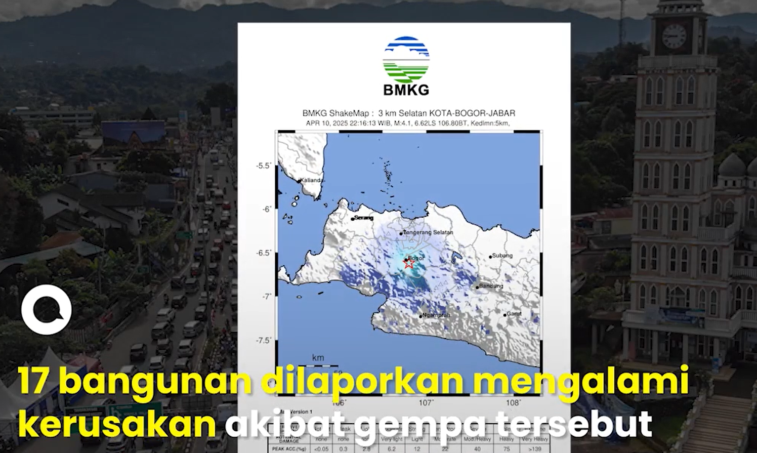 Gempa M 4,1 di Bogor Sebabkan Belasan Rumah Rusak, Dinding Retak dan Plafon Ambruk. (Tangkapan layar/ detik.com)