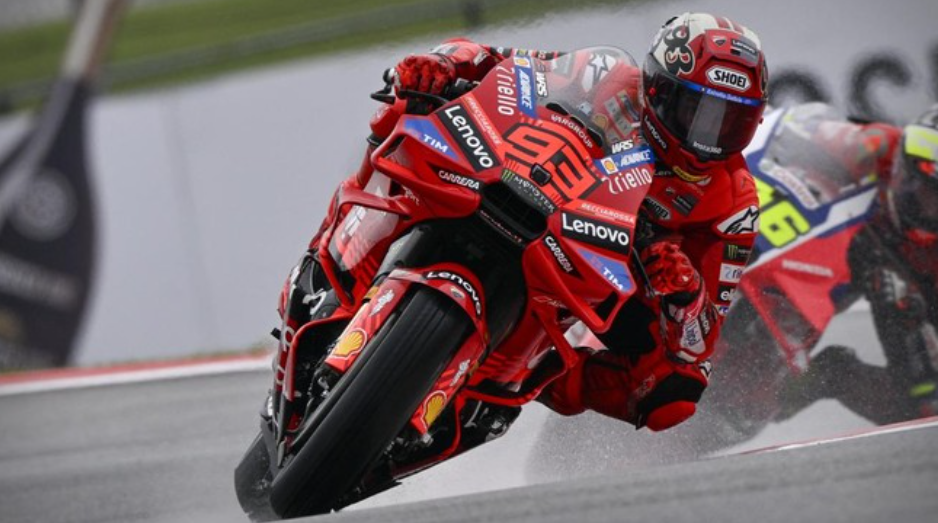 Pembalap Ducati Marc Marquez saat beraksi di MotoGP 2025. (IMAGN IMAGES via Reuters Connect/Jerome Miron)