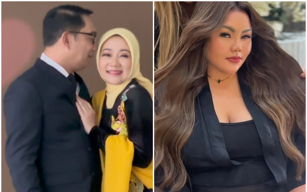 Ridwan Kamil bersama istri tercintanya Atalia Praratya (foto kiri), Lisa Mariana (foto kanan)
