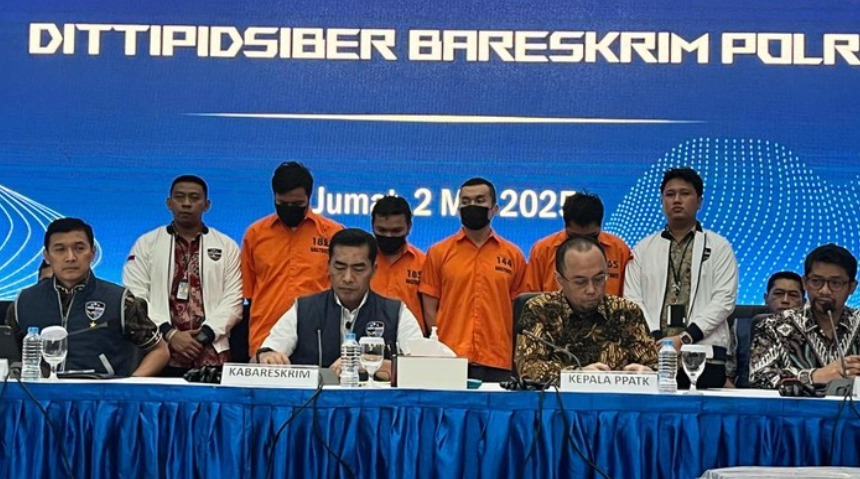 Foto: Direktorat Tidak Pidana Siber (Dittipidsiber) Bareskrim Polri mengungkap kasus situs judi online h55.hiwin.care (Ondang/detikcom)
