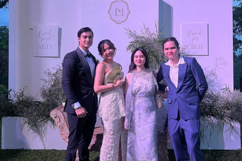Aktor Cinta Brian ditemani oleh penyanyi Gisel Anastasia saat menghadiri acara pernikahan Luna Maya dan Maxime Bouttier di Ubud, Bali. (INSTAGRAM)