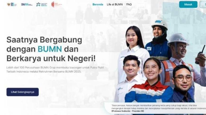 Ilustrasi laman pendaftaran Rekrutmen Bersama BUMN 2025. Akses pengumuman RBB Tes Tahap 1 dan ciri-ciri lulus atau tidak (rekrutmenbersama2025.fhcibumn.id)