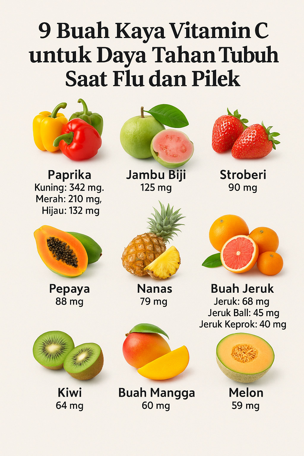 Inilah 9 buah yang mengandung banyak vitamin C