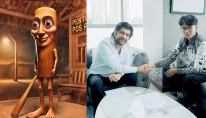 Tung Tung Sahur bakal digarap jadi film oleh Dee Company. Produser Dheeraj Kalwani saat bersalaman dengan kreator anomali viral itu.