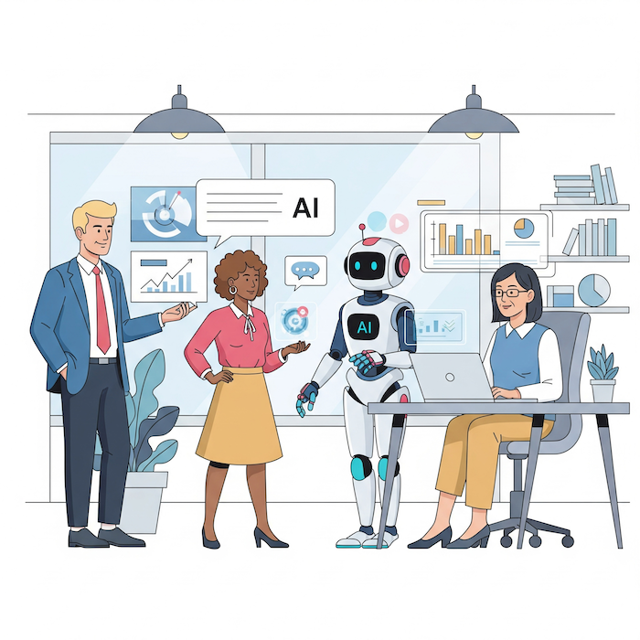 Ilustrasi hubungan AI dan dunia kerja.