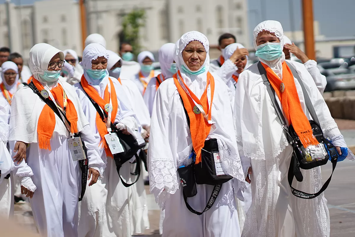 Calon jemaah haji Indonesia terakhir yang akan bertolak dari Bir Ali menuju Makkah.