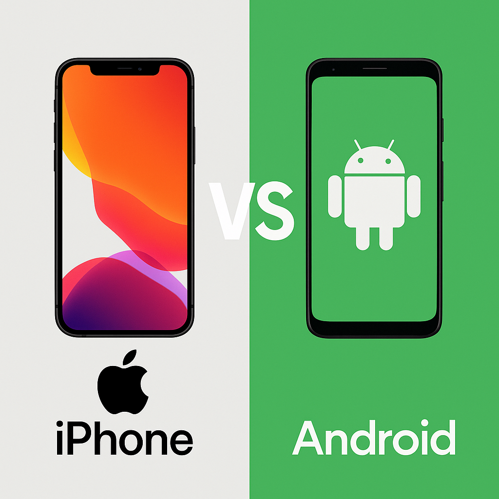 Ilustrasi iPhone vs Android.