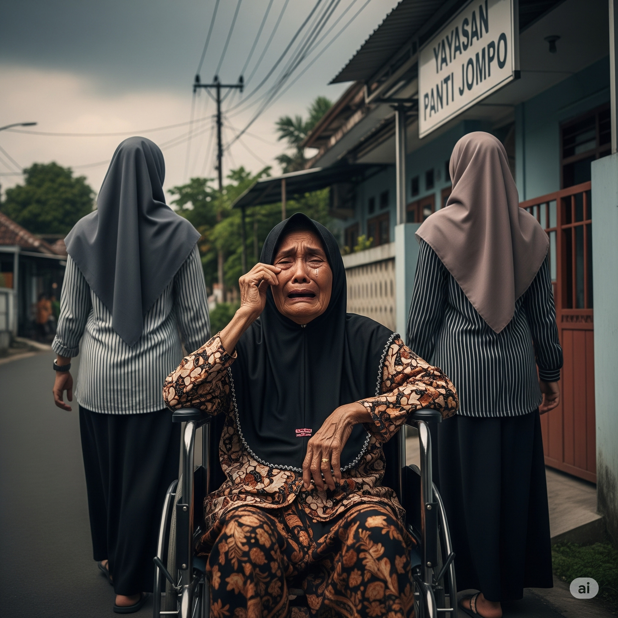 Ilustrasi: Seorang ibu menangis karena dibuang oleh anaknya ke panti jompo