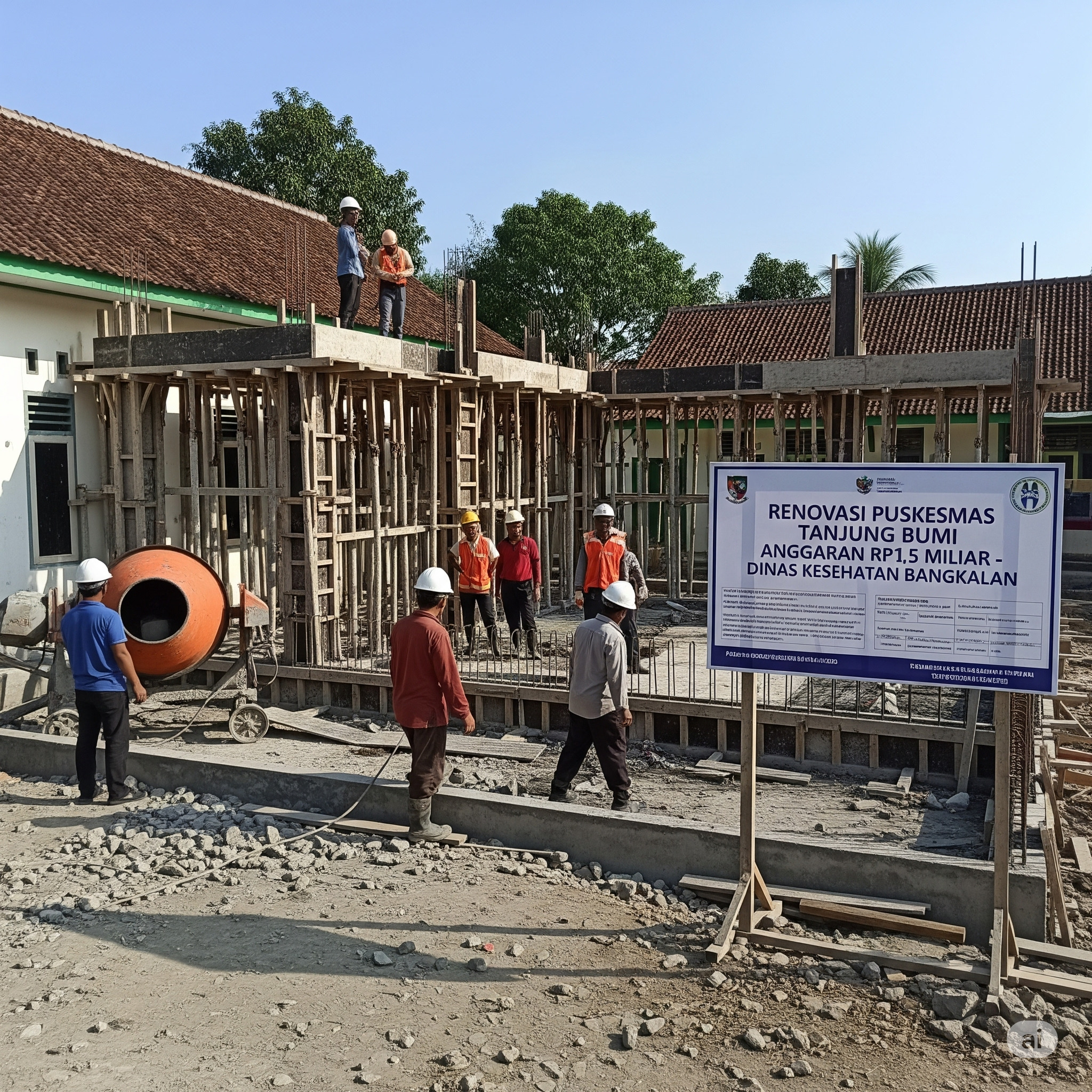 Ilustrasi : Proses pembangunan Puskesmas Tanjungbumi yang akan dianggarkan senilai Rp 1,5 miliar