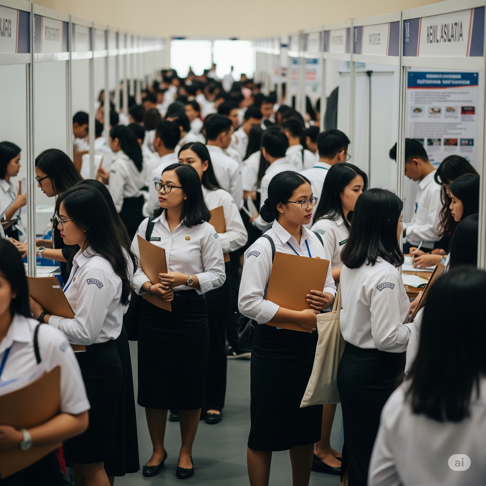 Ilustrasi puluhran orang sedang melamar pekerjaan pada kegiatan Job Fair