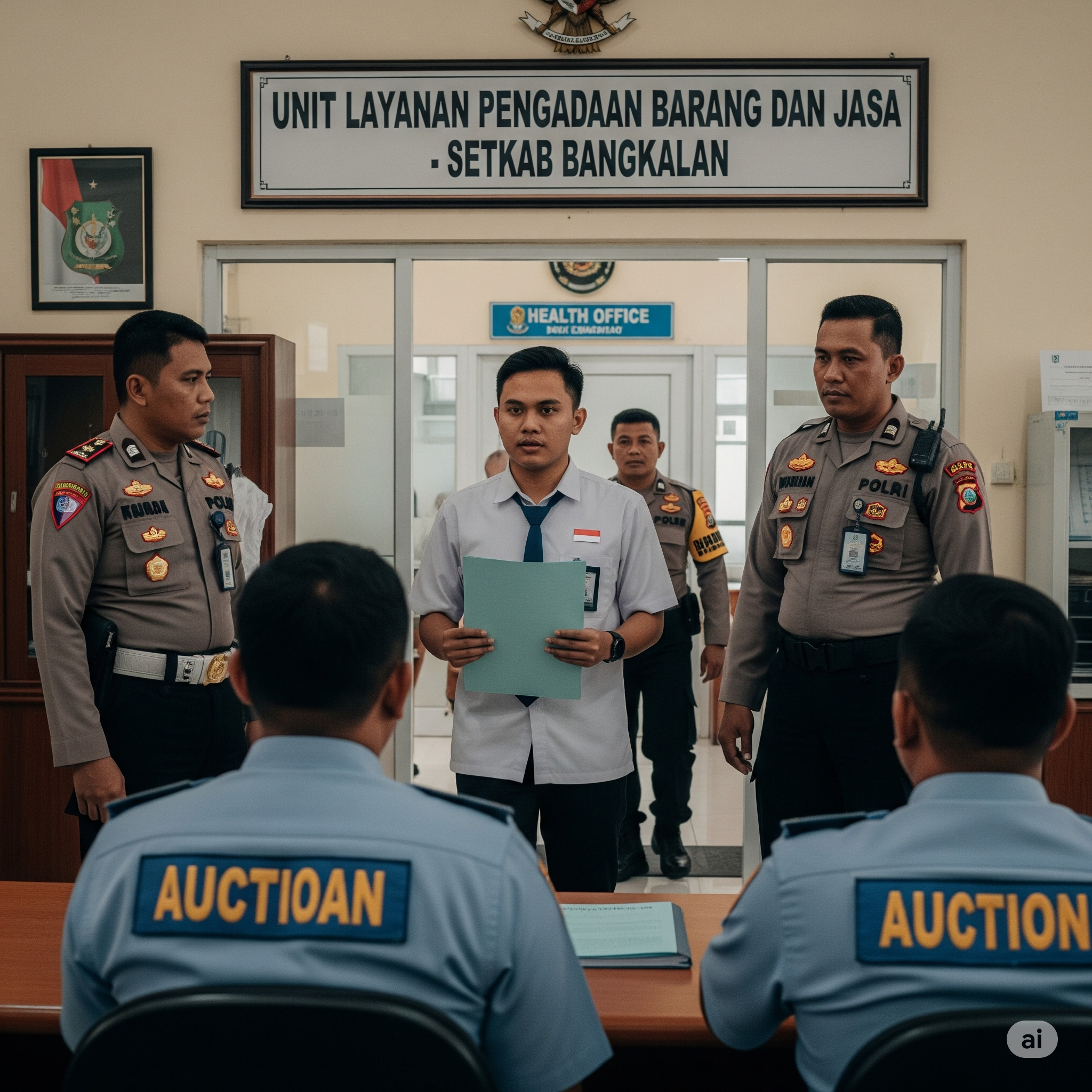 Ilustrasi polisi sedang mengawal peserta lelang proyek di Kab. Bangkalan