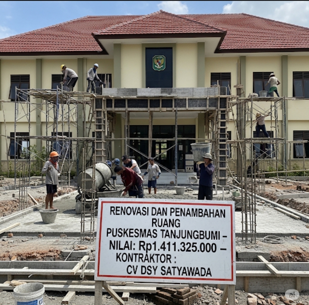 Ilustrasi pembangunan proyek Puskesmas Tanjung Bumi yang dianggarkan sebesar Rp 1,4 miliar