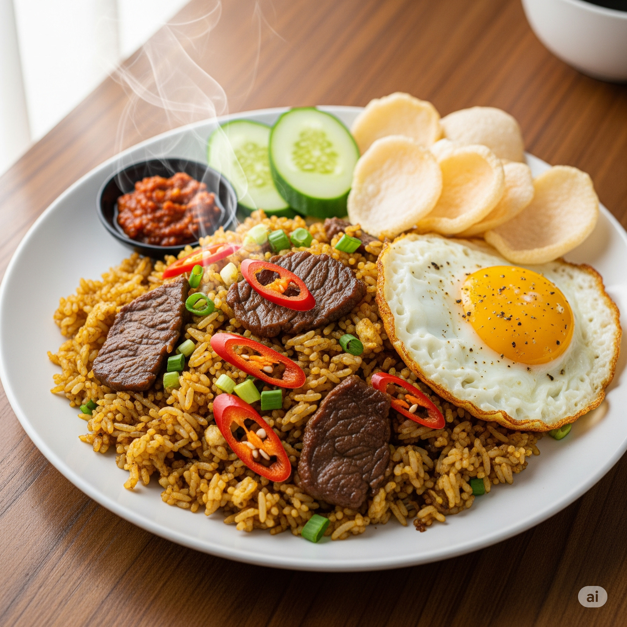 Resep nasi goreng kari sapi ini bisa jadi pilihan tepat. Perpaduan antara bumbu kari yang harum dengan daging sapi empuk menghasilkan cita rasa gurih dan kaya rempah yang menggoda selera
