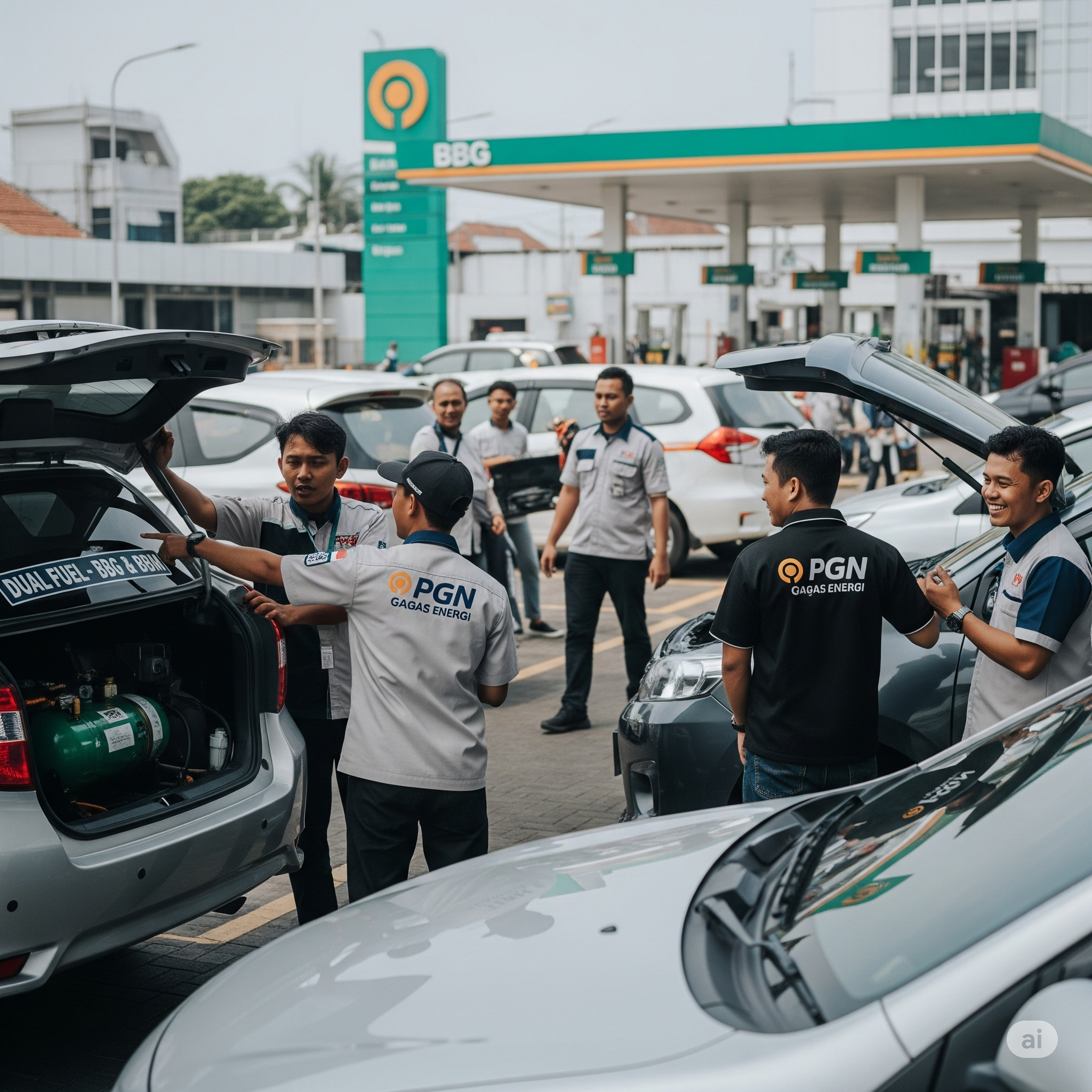 Ilustrasi para pemilik kendaraan antusias beralih ke BBG (Bahan Bakar Gas) dengan bantuan dari PGN dan Gagas Energi. K