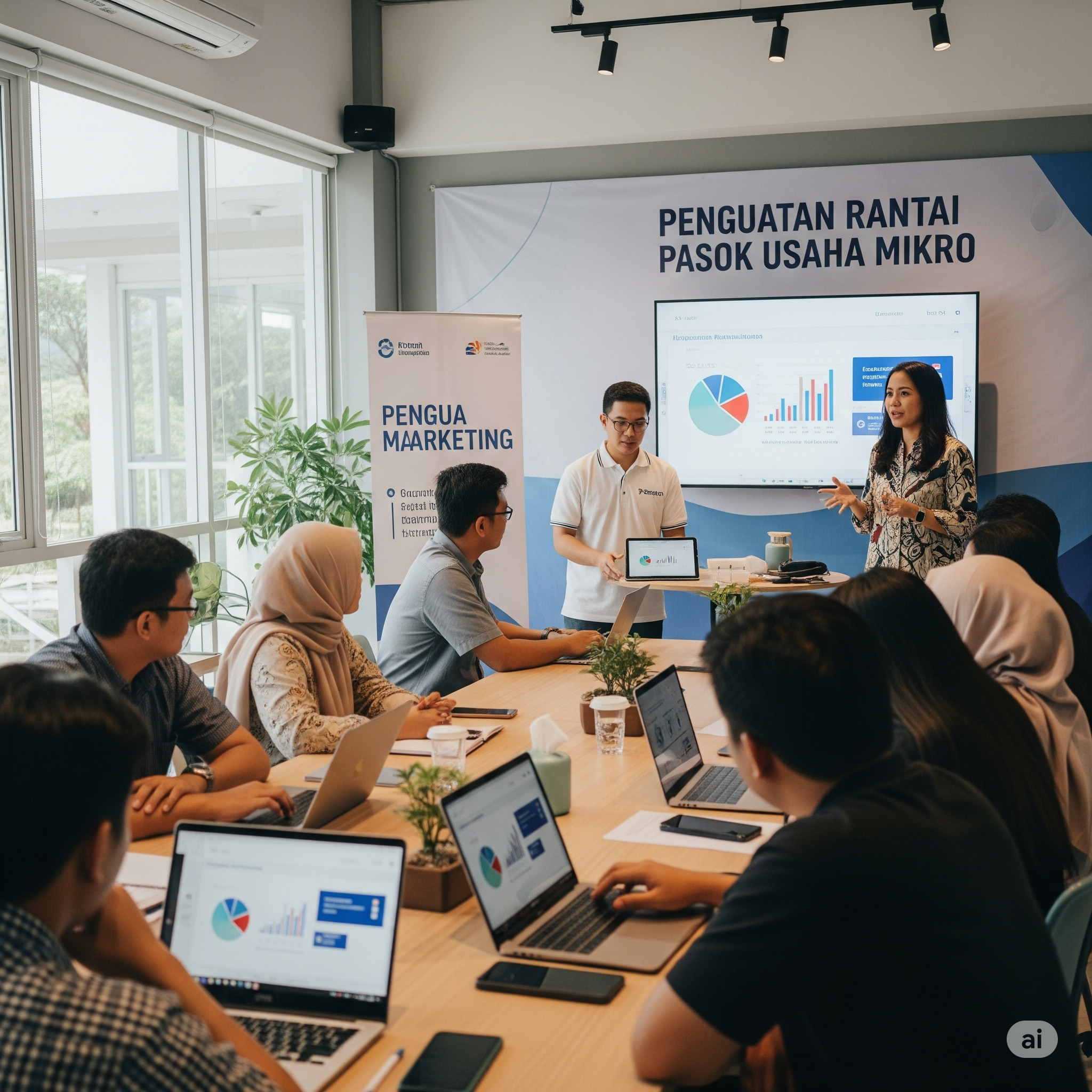 Ilustrasi pelaku UMKM antusias mengikuti pelatihan Penguatan Rantai Pasok Usaha Mikro dengan tujuan meningkatkan literasi digital dan kemampuan pemasaran