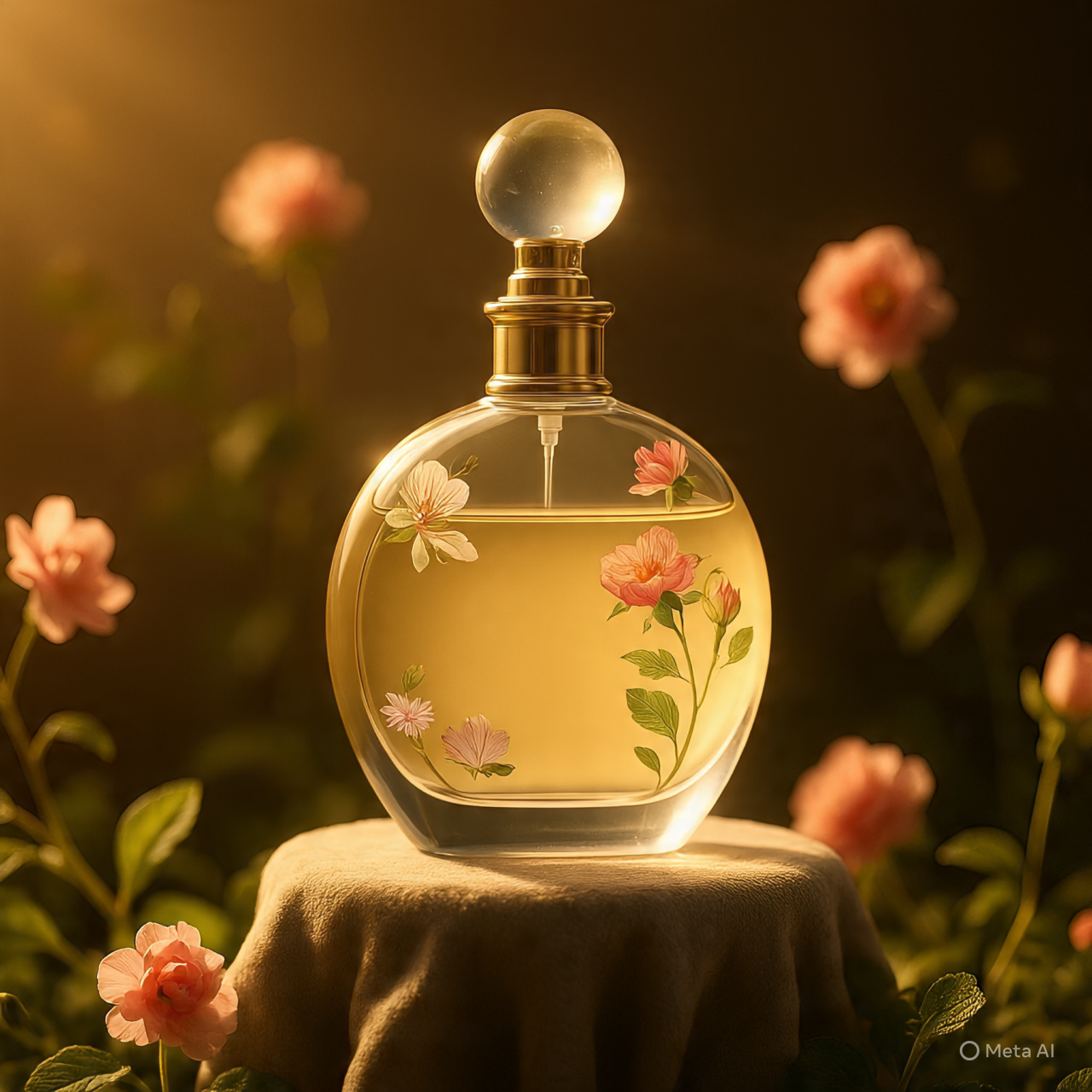 Ilustrasi parfum dengan aroma bunga.