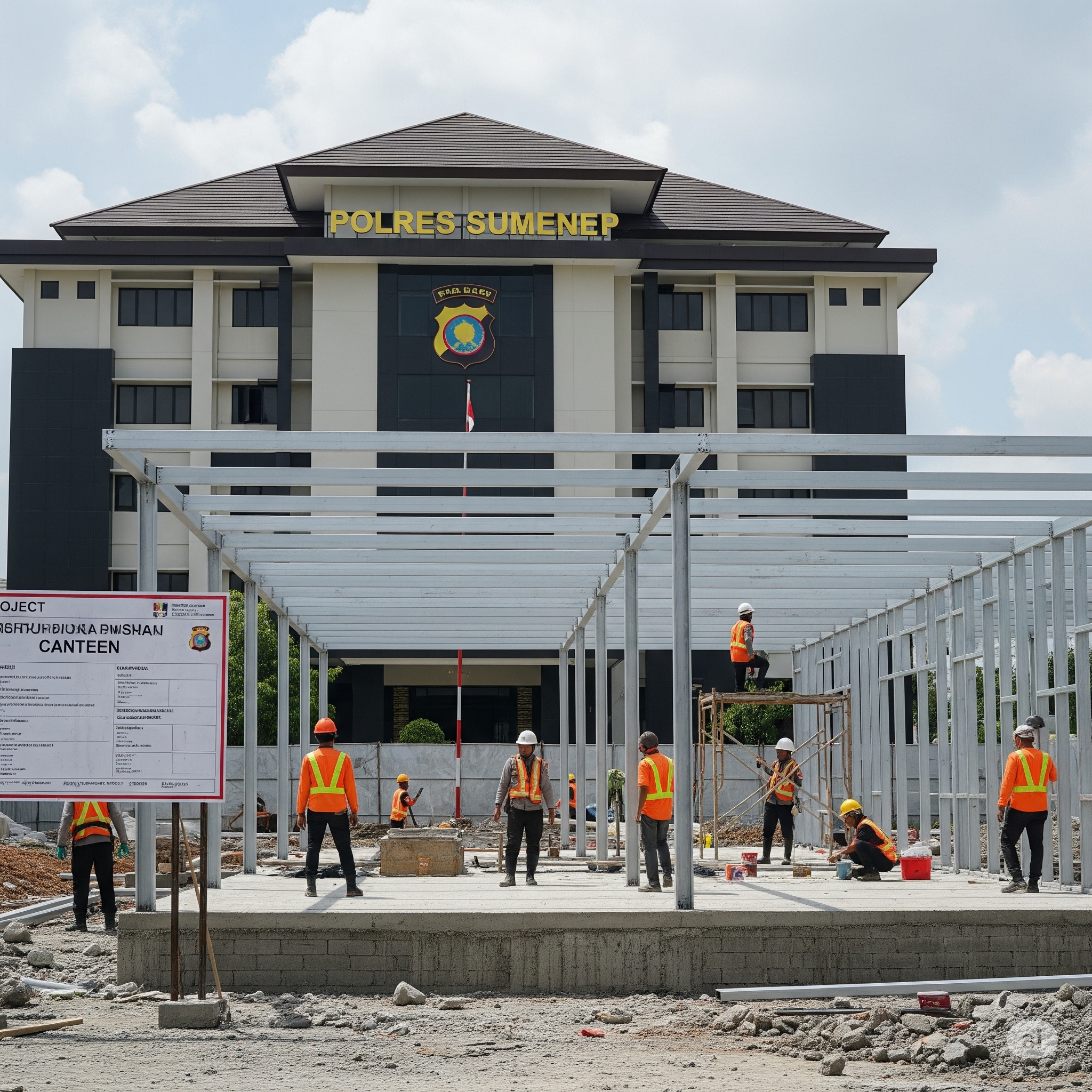 Ilustrasi pembangunan kantin di Mapolres Sumenep yang dianggarkan ratusan juta melalui APBD 2025