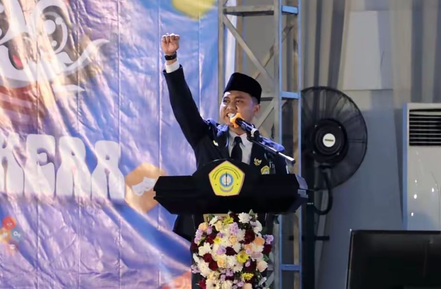 SEMANGAT: Presiden Mahasiswa Universitas Trunojoyo Madura (UTM) Moh. Fauzy.&nbsp;