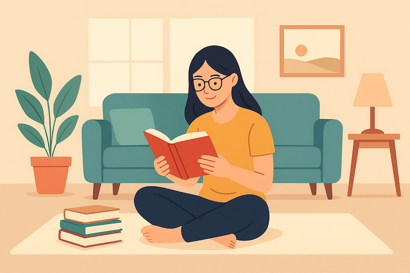 Membaca buku merupakan salah satu cara yang dapat dilakukan untuk mengisi liburan akhir pekan.