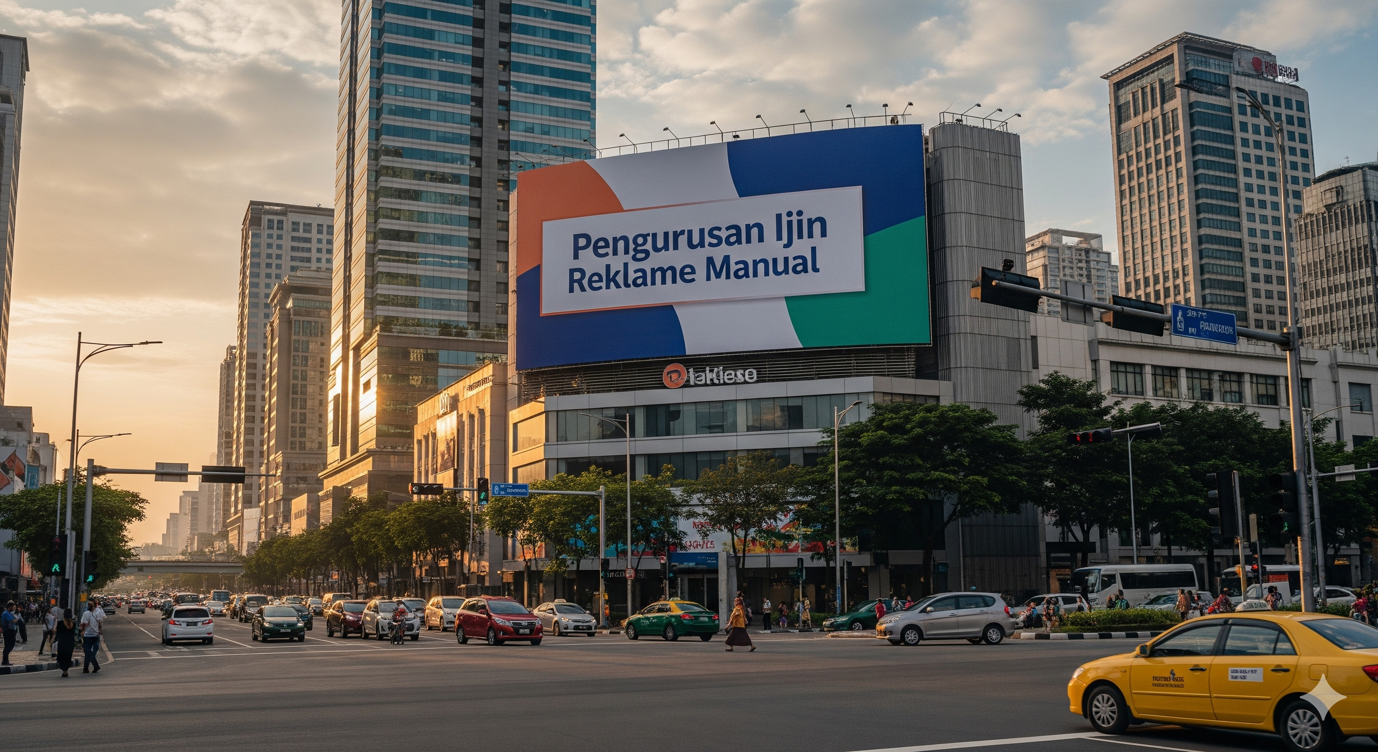 ilustrasi sebuah reklame terpampang ditengah kota