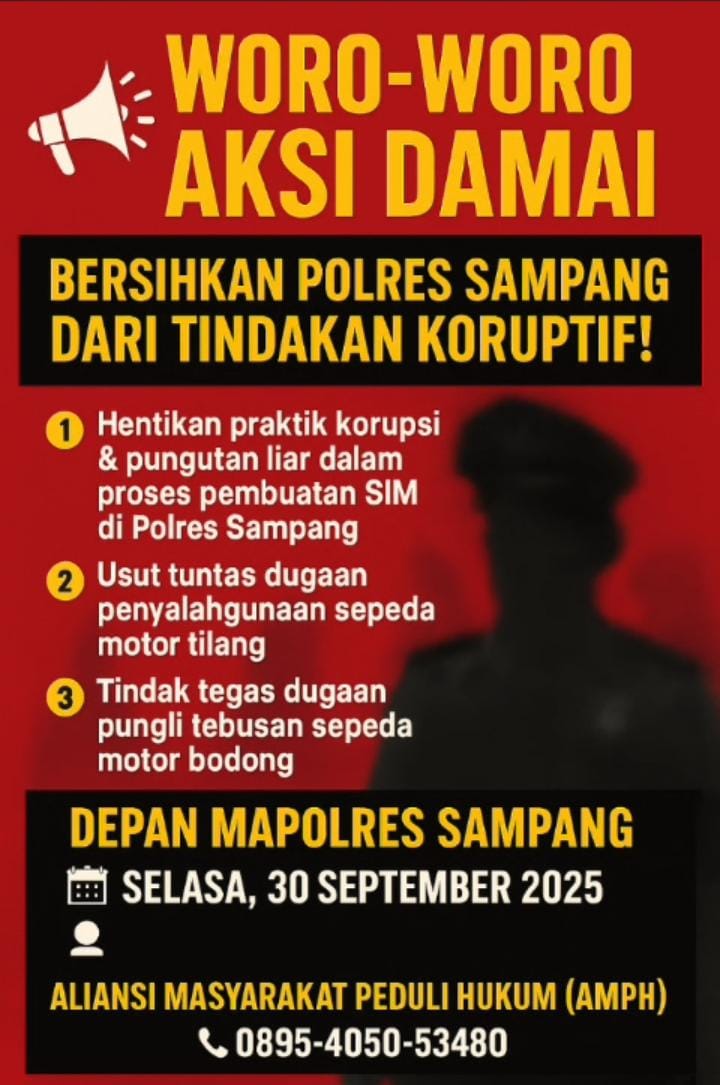 GAGAL: Pamflet aksi damai bersihkan Polres Sampang dari tindakan koruptif.&nbsp;