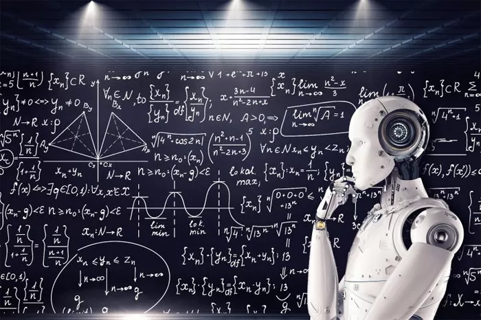 Ilustrasi kecerdasan buatan (Artificial Intelligence/AI) tengah menganalisis data dan rumus kompleks