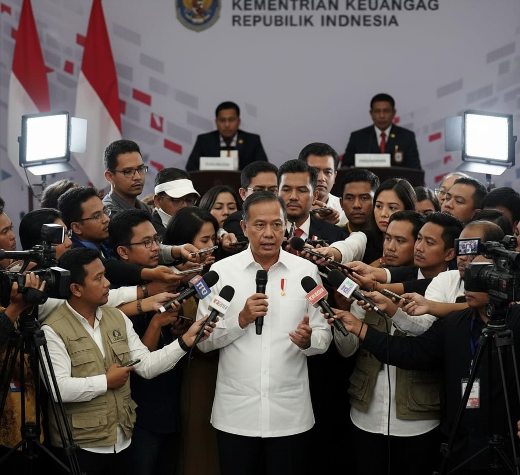 Menkeu Purbaya memberikan keterangan  terkait isu kenaikan gaji PNS.