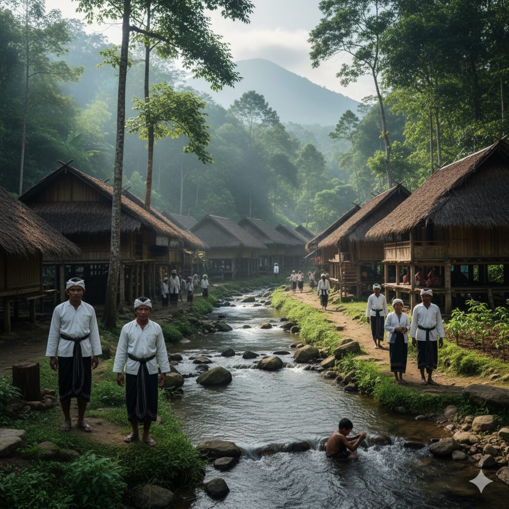 Kehidupan masyarakat di Desa Baduy Dalam.