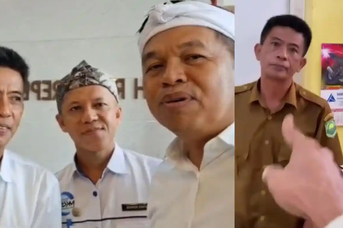 VIRAL MEDIA SOSIAL - Gubernur Jawa Barat, Dedi Mulyadi bersama Guru IPS SMP Negeri 2 Jalancagak, Rana Saputra. Dedi Mulyadi mengingatkan kepada setiap guru untuk tidak perlu khawatir dalam mendidik.