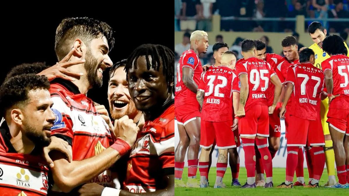 Selebrasi Madura United atas kemenangan.