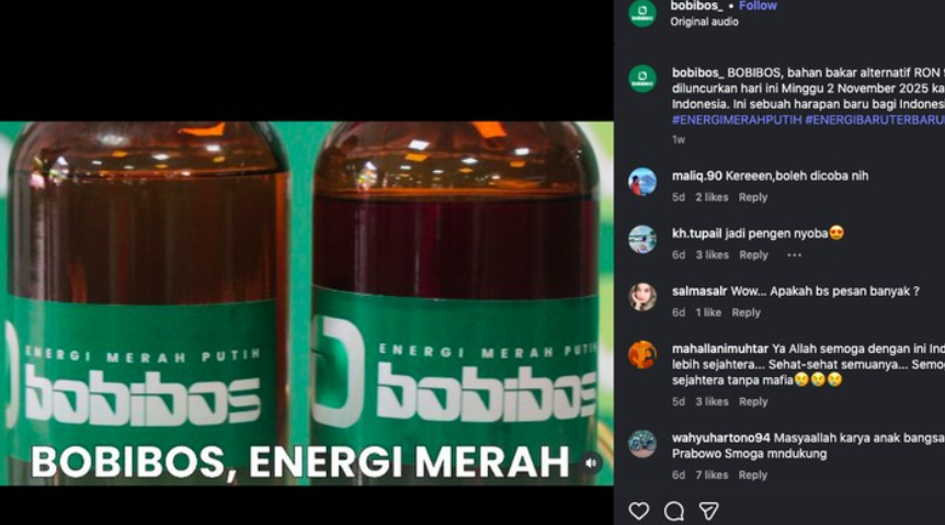 BBM Bobibos RON 98. Foto: Instagram Bobibos_