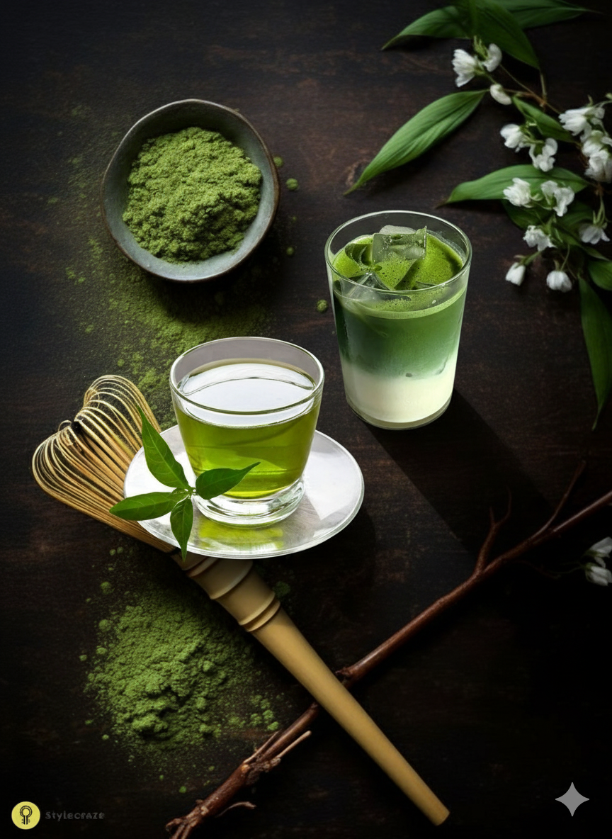 Minuman matcha dan grean tea.