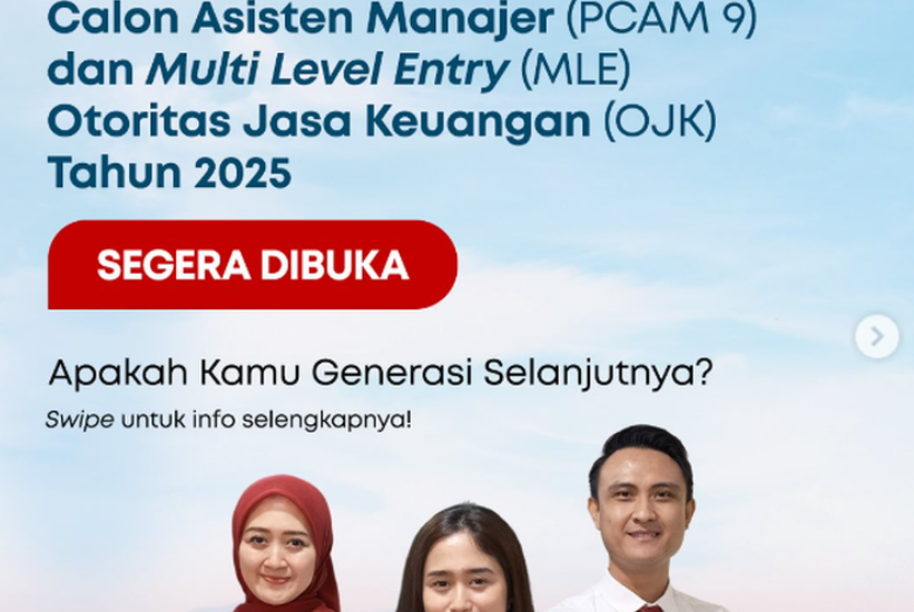 OJK Buka Rekrutmen PCAM 9 dan MLE 2025 Hari Ini, Klik Ojk-pcam9mle.shl.co.id