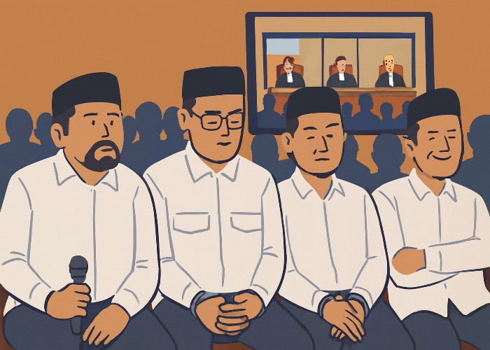 Ilustrasi sidang vonis Aipda Akhmad Fadholi, oknum polisi polres Bangkalan di Pengadilan Negeri Surabaya.