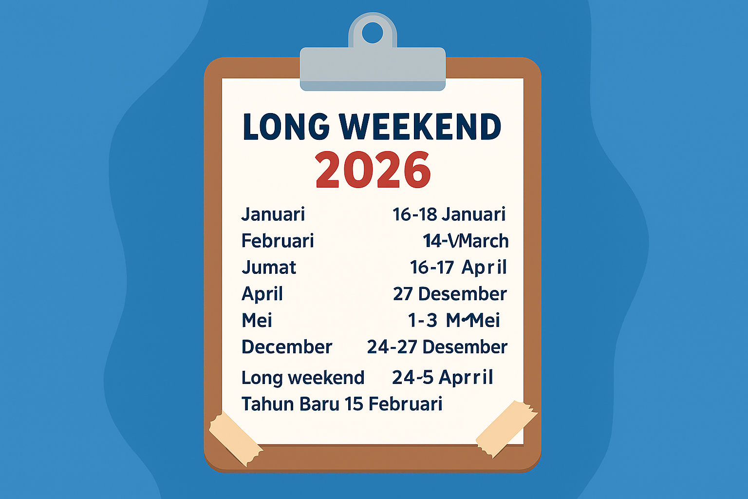 Ilustrasi long weekend 2026.