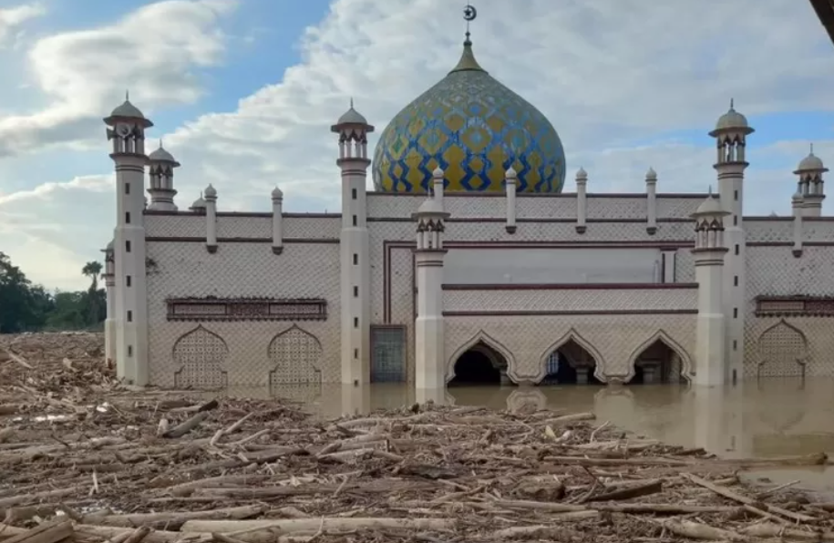 Banjir bandang di Aceh Tamiang membuat Desa Sekumur mendadak hilang hanya tersisa masjid (Facebook / MeldiyaReza)