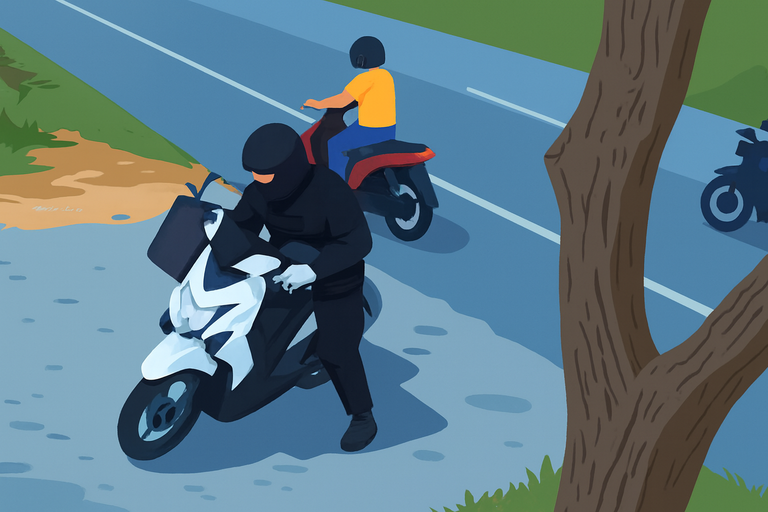 Ilustrasi Motor Kurir JNT digondol Maling.