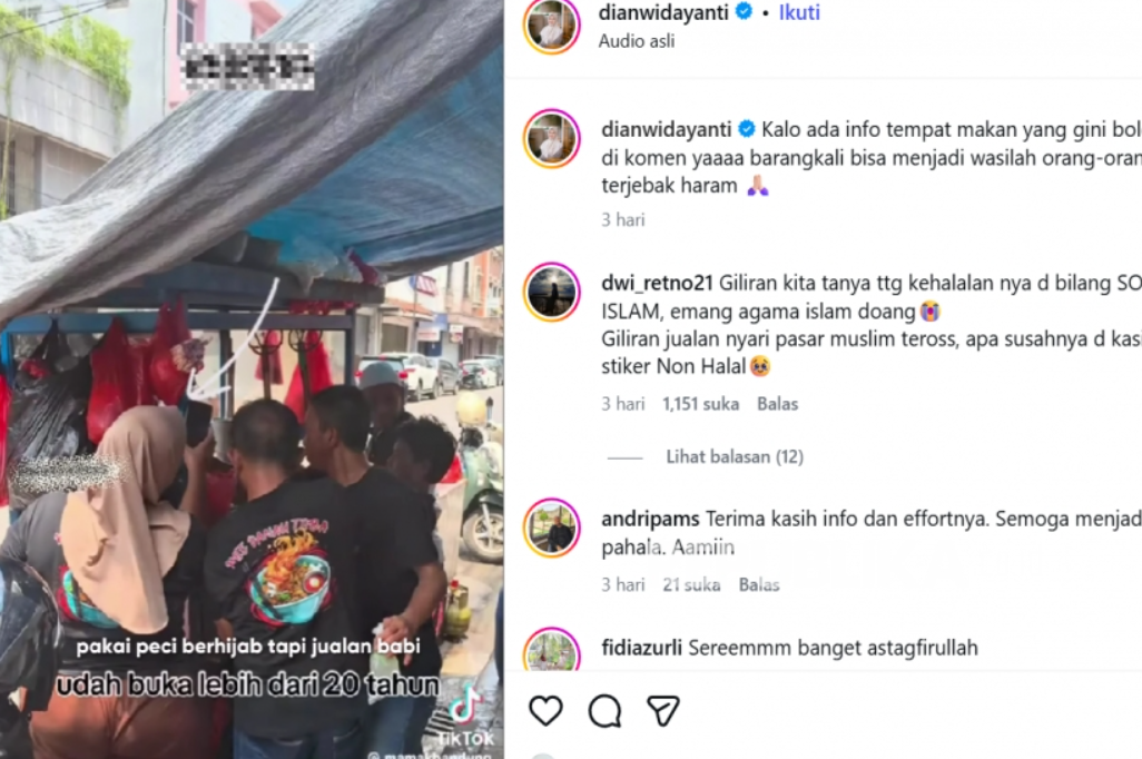 Penjualan Mie Babi di Cibadak, Bandung. (Foto: Tangkapan Layar Instagram Dian Widayanti)