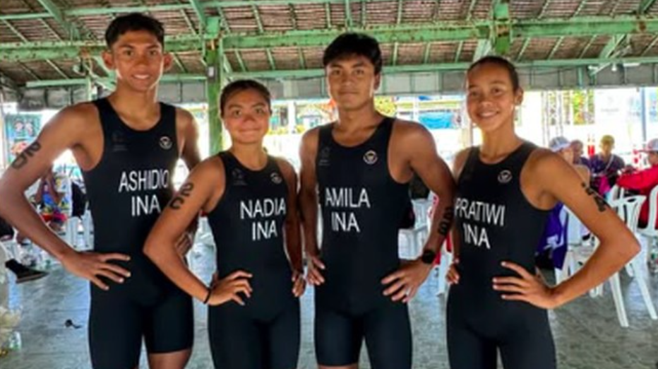 Indonesia raih emas ke-57 di SEA Games 2025. (Tangkapan Layar Triathlon Indonesia)  Baca artikel CNN Indonesia "Indonesia Raih Emas ke-57 di SEA Games 2025" selengkapnya di sini: https://www.cnnindone