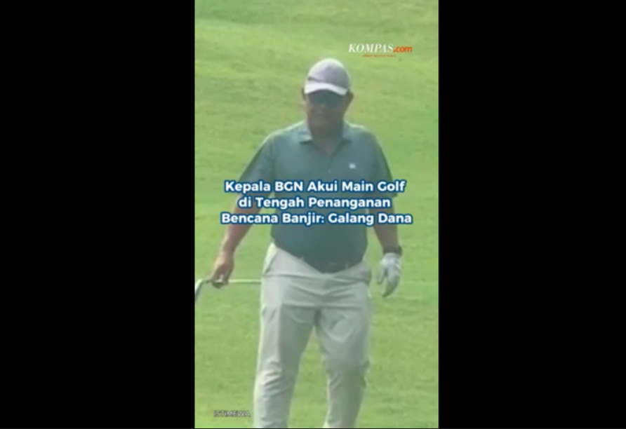 Kepla BGN Dadan Hindayana dalam video viral dirinya bermain golf. (Dok Istimewa via kompas.com)(Dok Istimewa via Kompas.com)