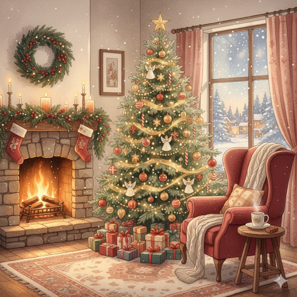 Ilustrasi pohon Natal.