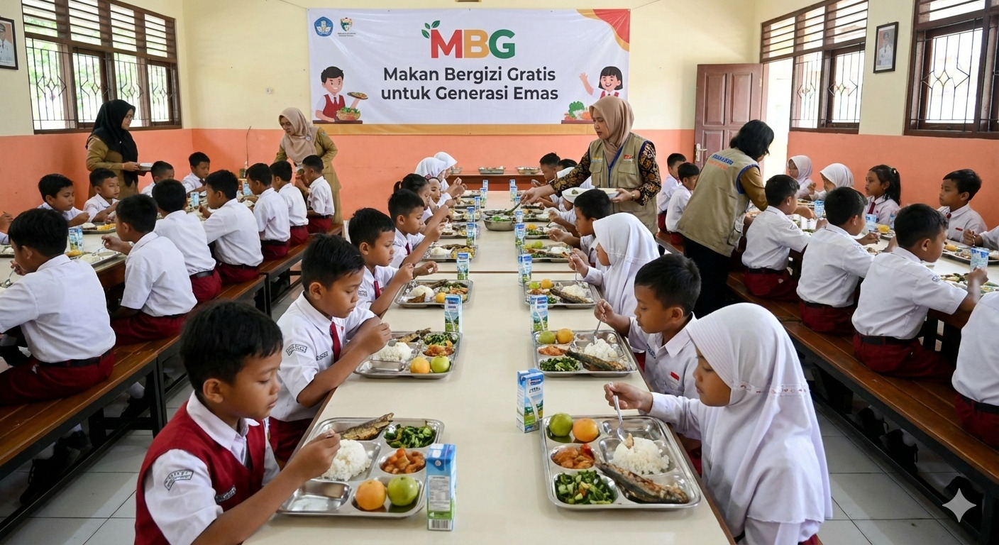 Ilustrasi makan bergizi gratis.